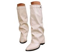 Générique Bottes Cowboy Femme en Cuir, Bottes Hautes Western à Clous pour Femmes, Bottes Motardes Pointues Mode avec Talon Bas, Idéales pour Tenues Country, Festival et Allure Cowgirl Chic