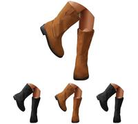 Générique Bottes Cowboy Femme en Cuir, Bottes Western Femme Strass Florales Mi-Hautes Talon Carré Confortables, Idéales pour les Soirées, les Mariages et le Style Country Chic