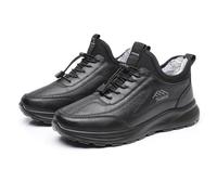 Générique Bottes Cuir randonnée Toutes Saisons Hommes âgés Chaussures Chaudes Confortables Hiver Semelles antidérapantes Bottines Marche Quotidien (Black, 41)