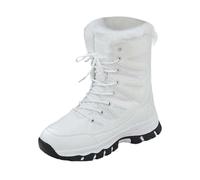 Générique Bottes d’Hiver isolées doublées antidérapantes pour extérieur Temps Froid Thermiques Confortables Semelle Traction Femme (White, 42)