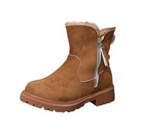 Générique Bottes de Neige Chaudes et Confortables en Cuir pour Femmes Bottes d'hiver en Laine véritable pour Un Confort et Une Chaleur ultimes Chaussettes Larges pour Femmes (Brown, 40)