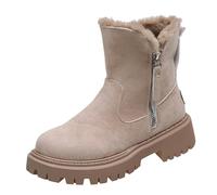 Générique Bottes de Neige Chaudes et Confortables en Cuir pour Femmes Bottes d'hiver en Laine véritable pour Un Confort et Une Chaleur ultimes Femmes Cuissardes Noir (Beige, 41)