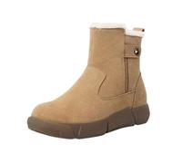 Générique Bottes de Neige en Laine épaisse pour Femmes, Chaussures Chaudes en Cuir et Polaire antidérapantes en Coton, Mode Hiver Bottes Mi-Mollet pour Femmes avec Talon (Brown, 38)