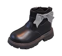 Générique Bottes De Neige Fille,Fille Bottine Avec Zip Filles Et Garçons Chaussures D'Enfants Hiver Fourrure Chaleureux Botte Moto Cross Enfant En Daim Boot Cuir Mode (Le noir,31)