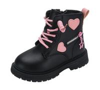 Générique Bottes De Neige Hiver Fille Enfant Bottines Chaudes D'Équitation Mi-Mollet Bottine Plate Chaussures D'Hiver Mode Faux Cuir Garçon Confortables Boots Outdoor Taille (Le noir,31)