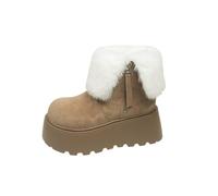 Générique Bottes de neige polyvalentes en peluche d'hiver pour femmes petites et épaisses avec gâteau à éponge Botto hauteur accrue et bottes courtes anti froid (Khaki,37)