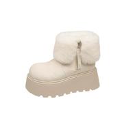 Générique Bottes de neige polyvalentes en peluche d'hiver pour femmes petites et épaisses avec gâteau à éponge Botto hauteur accrue et bottes courtes anti froid (Beige,40)