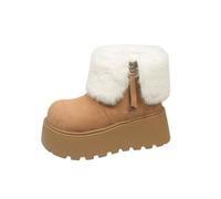 Générique Bottes de neige polyvalentes en peluche d'hiver pour femmes petites et épaisses avec gâteau à éponge Botto hauteur accrue et bottes courtes anti froid (jaune,35)