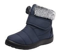 Générique Bottes de neige pour femmes chaudes, imperméables et confortables, chaussures d'hiver en plein air pour femmes Chaussures Plates En Cuir Verni Noir (Blue, 42)