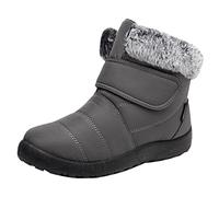 Générique Bottes de neige pour femmes chaudes, imperméables et confortables, chaussures d'hiver en plein air pour femmes Chaussures Plates En Cuir Verni Noir (Grey, 41)