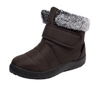 Générique Bottes de neige pour femmes chaudes, imperméables et confortables, chaussures d'hiver en plein air pour femmes Chaussures Plates En Cuir Verni Noir (Brown, 39)