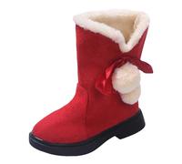 Générique Bottes de Neige pour Fille - Tige Mi-Mollet à Talon Bas avec Doublure Polaire Thermique - Confort Optimal pour la Marche Hivernale (Red, 35 Big Kids)