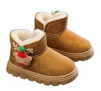 Générique Bottes de Noël pour Filles Design Renne Doublure Polaire Confortable Semelle Antidérapante pour Jeux Extérieur Enfants Hiver (Yellow, 7.5-8 Years)
