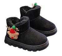 Générique Bottes de Noël pour Filles Design Renne Doublure Polaire Confortable Semelle Antidérapante pour Jeux Extérieur Enfants Hiver (Black, 7.5-8 Years)