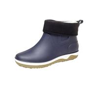 Générique Bottes De Pluie Imperméables À La Cheville, Noires, Larges Bottes Courtes En Caoutchouc Doublées, Chaussures De Jardin, Botte Moto, Botte Chelsea, Boots Casual Résistantes À L'Usure