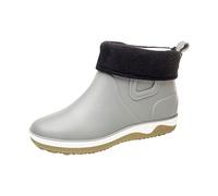 Générique Bottes De Pluie Imperméables À La Cheville, Noires, Larges Bottes Courtes En Caoutchouc Doublées, Chaussures De Jardin, Botte Moto, Botte Chelsea, Boots Casual Résistantes À L'Usure