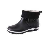 Générique Bottes De Pluie Imperméables À La Cheville, Noires, Larges Bottes Courtes en Caoutchouc Doublées, Chaussures De Jardin, Botte Moto, Botte Chelsea, Boots Casual Résistantes À l'usure