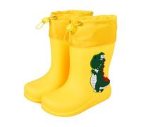 Générique Bottes de Pluie pour Filles Motif Dinosaure mi-Hauteur Confortables antidérapantes Usage Quotidien école extérieur Enfants 2-10 Ans (Yellow, 25 Little Kids)