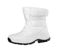 Générique Bottes de randonnée montantes en coton pour femmes, doublées en polaire, épaisses, chaudes et résistantes. Bottes Cuir Western (White, 38)