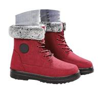 Générique Bottes d'Hiver Femme Chaudes en Daim, Bottines Fourrées avec Lacets, Chaussures de Neige Confortables et Antidérapantes, Style Casual Tendance pour Journées Froides et Activités Hivernales