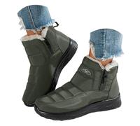 Générique Bottes d'hiver pour femmes, bottines chaudes doublées, confortables, légères et enfiler Bottes De Mollet Extra Larges Pour Femmes Taille plus Stretch (Green, 40)