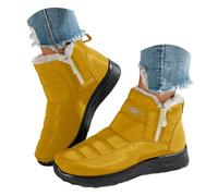 Générique Bottes d'hiver pour femmes, bottines chaudes doublées, confortables, légères et enfiler Bottes De Mollet Extra Larges Pour Femmes Taille plus Stretch (Yellow, 45)