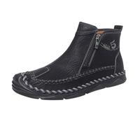 Générique Bottes D'Hiver Pour Homme En Cuir Fendu - Bottes De Neige Super Confortables - Chaussures Eclair Latérale - Botte Doublure Douce - Botte High Top Légères Et Confortables - Outdoor Noir 44