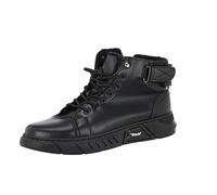 Générique Bottes d'hiver Zippées Latérales Chaudes Couche Supérieure Antidérapante en Cuir De Vachette for Hommes Nouvelles Chaussures À Bout Rond Baskets Hommes Plates Lacets Cuir Montante