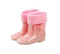 Générique Bottes en Caoutchouc Enfants Pluie Doublées Imperméables Chaussures Botte de Pluie pour Filles Garçon, Bottes de Neige d'Hiver en Polaire, Chaudes d'Extérieur pour Tout-Petits (26)