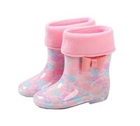 Générique Bottes en Caoutchouc Enfants Pluie Doublées Imperméables Chaussures Botte de Pluie pour Filles Garçon, Bottes de Neige d'Hiver en Polaire, Chaudes d'Extérieur pour Tout-Petits (26)