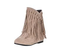 Générique Bottes et Bottines Femme Frange Botte de combat Hiver Chaud Bottes De Cowboy Vintage Pas Cher Botte Vintage Marche Chaussures Occidentales Classiques Western Boots Décontractées à la Mode