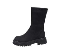 Générique Bottes Femelles Hautes À Talons Carrés pointu Femme Botte Vintage Couleur unie Fashion Bottines femme Casual cuir à talon carré Femmes Bottes Imperméables Souple Tige large