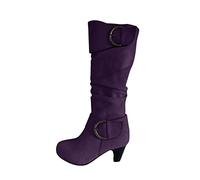 Générique Bottes Femelles Hautes Genoux Talon moyen daim Femme Boots Confortable Chaudes Souple Elégantes Bottes pour femme loisirs Vintage cuir véritable Femelle Bottillons Moderne Mode pointu