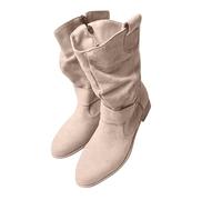 Générique Bottes Femelles Mi-Mollet daim pointu Femme Boots à talon carré loisirs Souple Chaudes Bottines femmes Confortable Elégantes classiques Cowboy Femme Boot Moderne Fashion plates