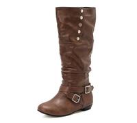 Générique Bottes Femme Confortables Bout Rond Bottines Plissées pour Robes et Jeans Mode
