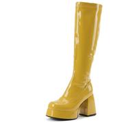 Générique Bottes Femme Genou Haut avec Plateforme - Style Y2K Disco Clubbing, Bottes Talon Bloc pour Festival & Soirée, 10 cm
