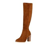 Générique Bottes Femme Hautes À Talons daim fermeture éclair Femme Boots Elégantes Vintage classiques cuir véritable Bottines pour femmes Confortable Souple Imperméables Travail Automne Hiver