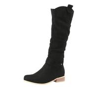 Générique Bottes Femme Hautes en Daim Plissées, Bottes Classiques avec Bouclettes et Talons Bas Confortables, Chaussures Élégantes et Pratiques pour la Vie Quotidienne, Style Casual ou Western