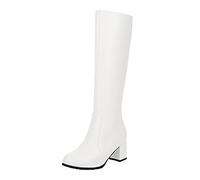 Générique Bottes Femme Hiver Chic,Automne Et Hiver Talon éPais en Cuir CôTé Fermeture éClair Bottes Moyennes (White 42)