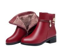 Générique Bottes Femme Hiver Fourrées Chaudes Imperméable Chaussure Botte Neige Haute Bottines D'hiver AntidéRapantes Fermeture Éclair Bottes de Motard Faciles à Enfiler Quotidien ExtéRieur