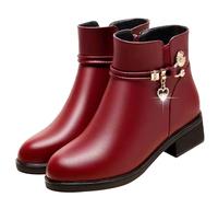 Générique Bottes Femme Hiver Fourrées Chaudes Imperméable Chaussure Botte Neige Haute Bottines D'hiver AntidéRapantes Fermeture Éclair Bottes de Motard Faciles à Enfiler Quotidien ExtéRieur