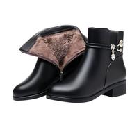 Générique Bottes Femme Hiver Fourrées Chaudes Imperméable Chaussure Botte Neige Haute Bottines D'hiver AntidéRapantes Fermeture Éclair Bottes de Motard Faciles à Enfiler Quotidien ExtéRieur