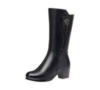 Générique Bottes Femme Hiver Fourrées Chaudes Imperméable Chaussure Botte Neige Haute Bottines D'hiver AntidéRapantes Fermeture Éclair Bottes de Motard Faciles à Enfiler Quotidien ExtéRieur