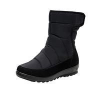 Générique Bottes Femme Mi-Mollet plates Chaussures de botte pour femmes Elégantes Souple Imperméables Vintage Bottillons Femme Cuir véritable Femelles Botte Fashion Automne Hiver Chaudes
