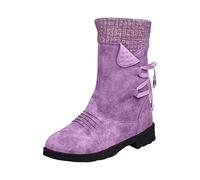 Générique Bottes Femme Mi-Mollet plates Rond daim Femmes Bottes Confortable Elégantes Vintage Automne Hiver Bottines pour femmes Casual Moderne Femelles Botte Tige large Couleur unie Souple