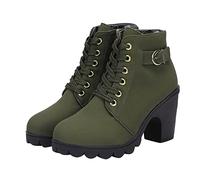 Générique Bottes Femme Talon moyen à Lacets boucles Femme Botte Confortable Souple Elégantes Bottines pour femmes Chaudes Vintage à talon carré classiques Femmes Bottes cuir véritable Automne Hiver