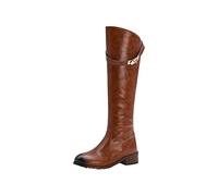Générique Bottes Femme Talon moyen Mi-Mollet à boucles Femelles Bottillon rétro Cowboy Moderne Bottines pour femmes Imperméables Chaudes Couleur unie Femmes Bottes cuir véritable Automne Hiver