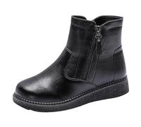 Générique Bottes Femmes Chaussures Hiver en PU Cuir Souple Bottines Plats Boots Cavalière Larges Fermeture Éclair Bottes Équestres Botte Western Tendance Botte de Randonnée Marche Montange Jardin