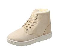 Générique Bottes Femmes Cheville Hiver Appartements Décontractées Slip-on Thermique avec Détails Dentelle et Bout Rond Solide pour Neige (White, 38)