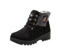 Générique Bottes Femmes neige basses à Lacets plates Femmes Boot Imperméables Confortable cuir véritable Cowboy Bottines pour femme Chaudes Souple Moderne Femme Botte Automne Hiver Travail